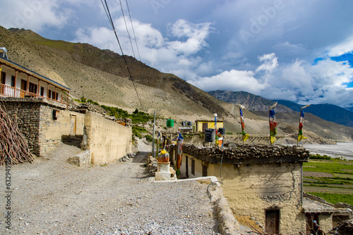 Old Walled City of Kagbeni with Stone Monuments, Monasteries, Mud Houses in Upper Mustang of Nepal photo