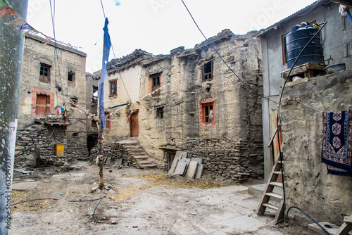 Old Walled City of Kagbeni with Stone Monuments, Monasteries, Mud Houses in Upper Mustang of Nepal photo