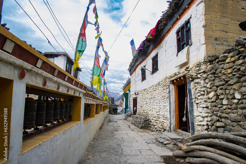 Old Walled City of Kagbeni with Stone Monuments, Monasteries, Mud Houses in Upper Mustang of Nepal photo