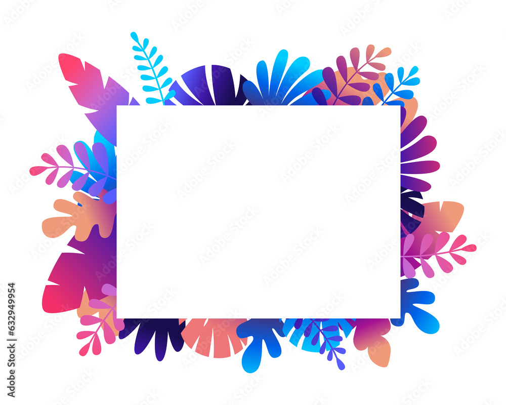 Png illustration in trendy flat style and bright vibrant gradient colors -   background with copy space for text, leaves and trees  - background for banner, greeting card