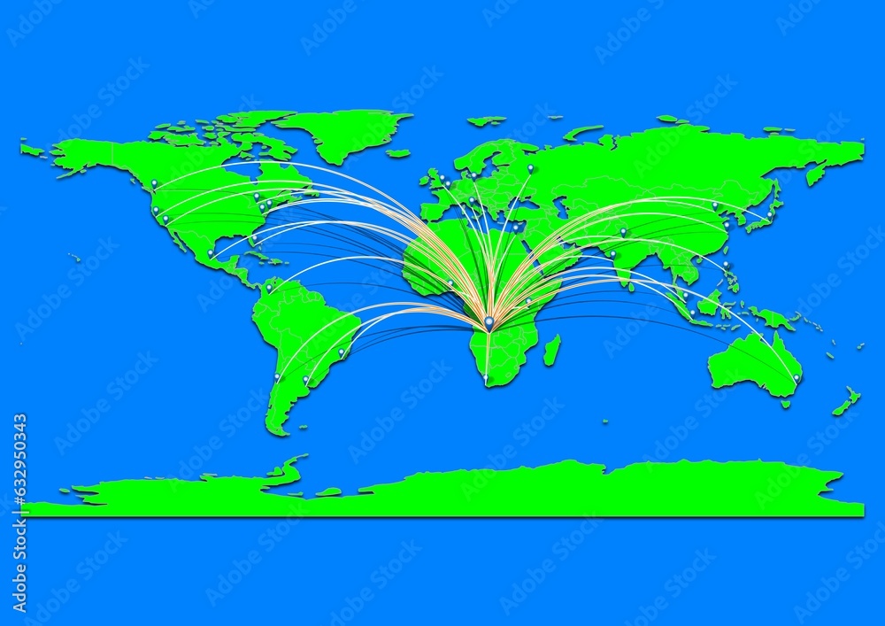 Naklejka premium Vibrant Luena, Angola map - Export concept map for Luena, Angola on World map. Suitable for export concepts. File is suitable for digital editing and prints of all sizes.