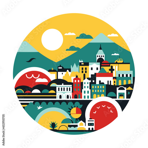 Cape Town Beauty: Flat Vector Illustration in South African Flag Colors
