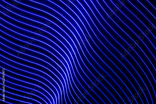 Abstract light painting with colored lights simulating a futuristic pattern of blue colors.