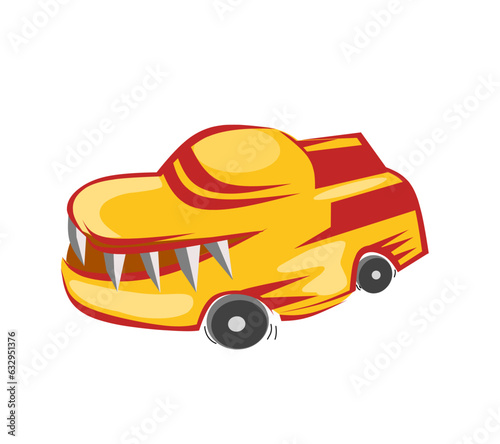 angry car illustration vector on white background