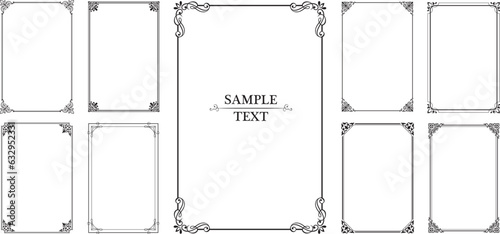Retro ornamental frame, vintage rectangle ornaments and ornate border. Decorative frames. 