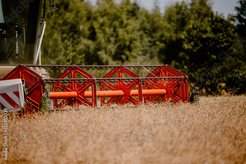 Combine harvest on grain field.
