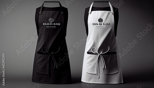 White and black aprons mockup, modern black and white apron, Ai generated image  photo