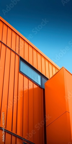 Orange, trendy color in architecture and backgrounds for construction designs. Ai generated.