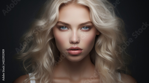 Portrait of a sensual blonde woman with perfect lips