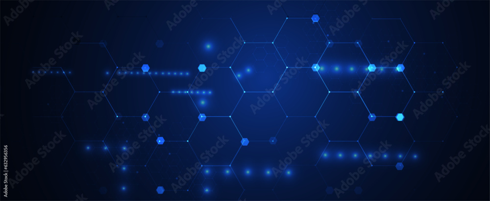 Technology banner design with hexagons abstract background. Technology banner design with hexagons abstract background.