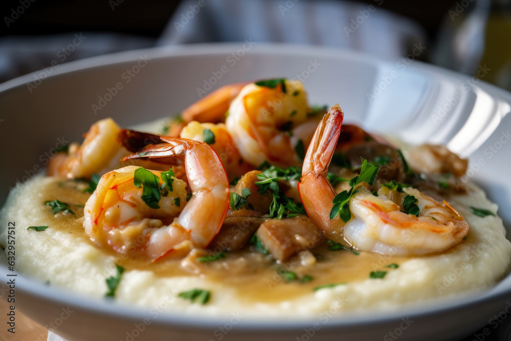 Shrimp and Grits - Traditional and Classic Southern Comfort Food with Creamy, Cheesy Gravy, and Delicious Buttery Flavors Shrimp and Grits - Traditional and Classic Southern Comfort Food with Creamy, Cheesy Gravy, and Delicious Buttery Flavors