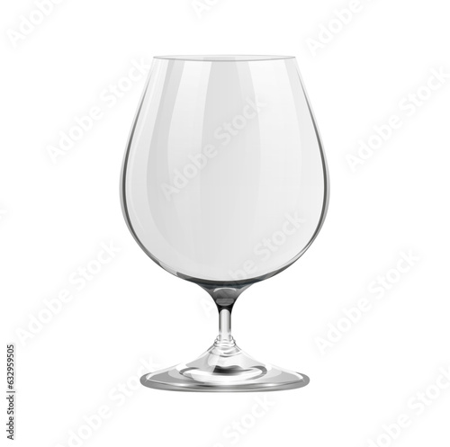 Realistic empty glass for cognac or brandy isolated on white background