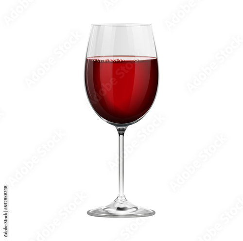 Realistic red wine glass bordeaux isolated on white background