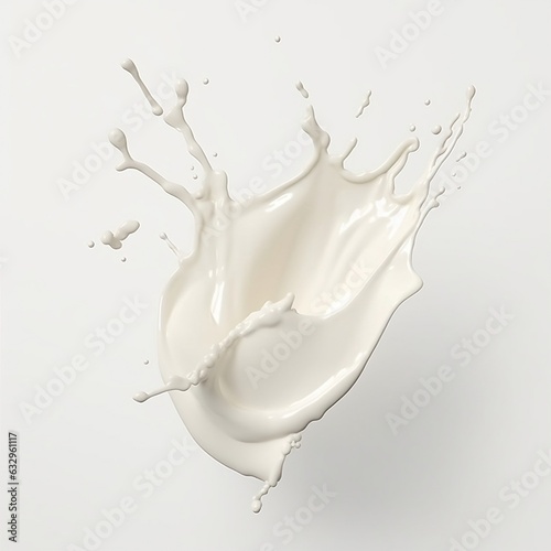 White milk wave splash with splatters and drops generative ai