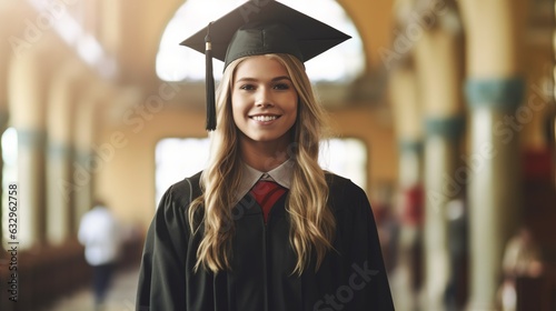 A young female graduate against the background of university graduates © Deep Ai Generation