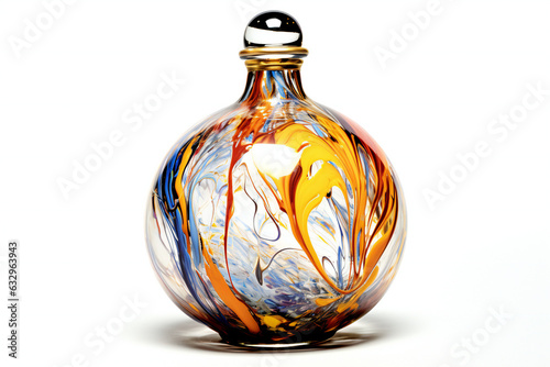 Colorful glass vase on a white background