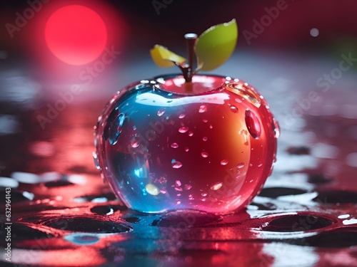 beautiful tasty apple with water drops all over