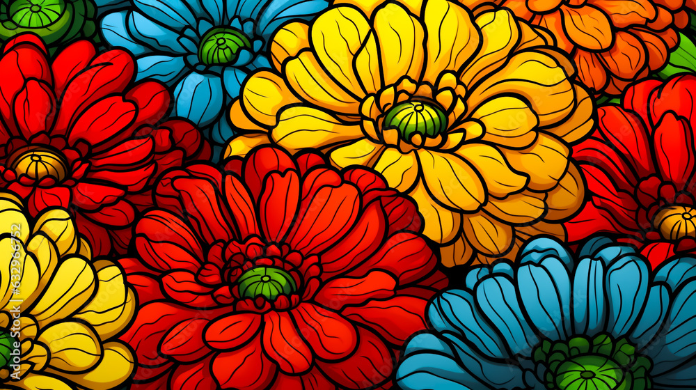 Floral art collage with modern exotic and retro-style colors and shapes. For wall art, covers, interior decoration, and backgrounds. Floral art collage with modern exotic and retro-style colors and shapes. For wall art, covers, interior decoration, and backgrounds.