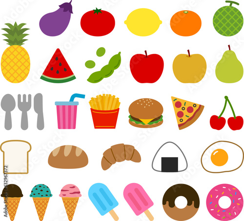食べ物のイラスト・アイコンのセット（set of food illustrations）