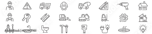 Construction Build line icons collection Vector illustration