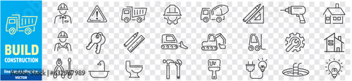 Photo Construction Build line icons collection Vector illustration