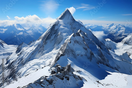 Aerial shot of mountains covered with snow
