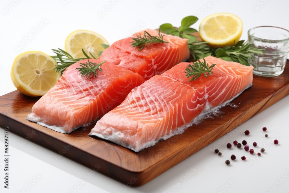 fresh salmon steak, ai generative fresh salmon steak, ai generative
