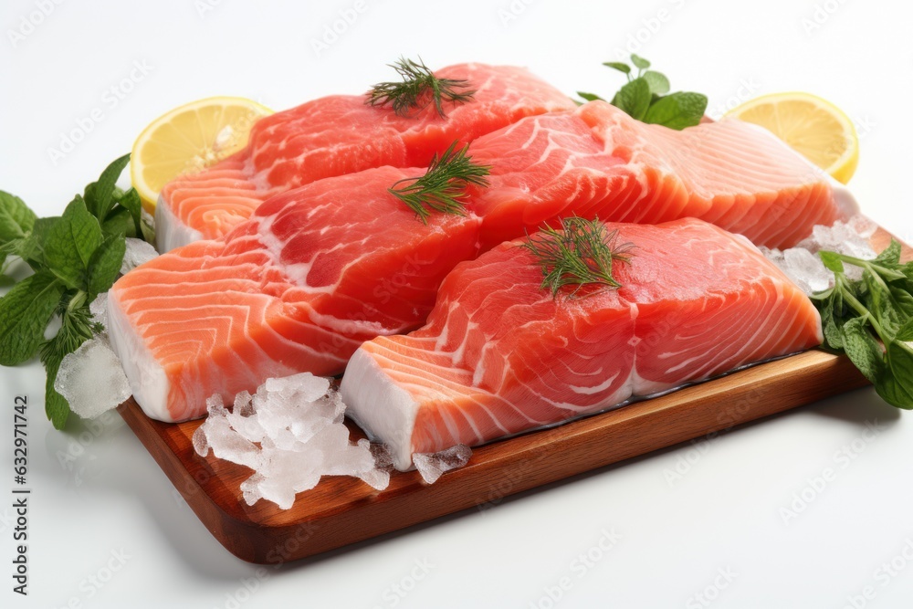 salmon fillet,salmon steak with lemon, ai generative salmon fillet,salmon steak with lemon, ai generative