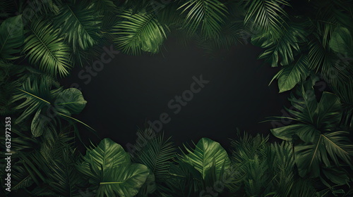 green palm leaves with copy space