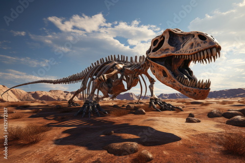 Dinosaur skeleton on the ground © waranyu