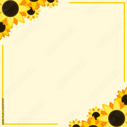flat design sunflower frame design for background in vector
