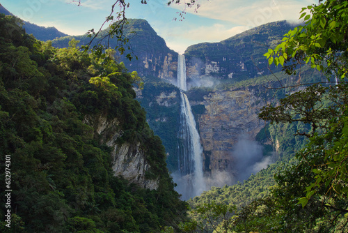 Fototapeta Naklejka Na Ścianę i Meble -  Waterfall, Gocta Falls in Peruvian Amazon 