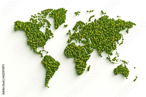 world map green grass surface isolated on a white background. 