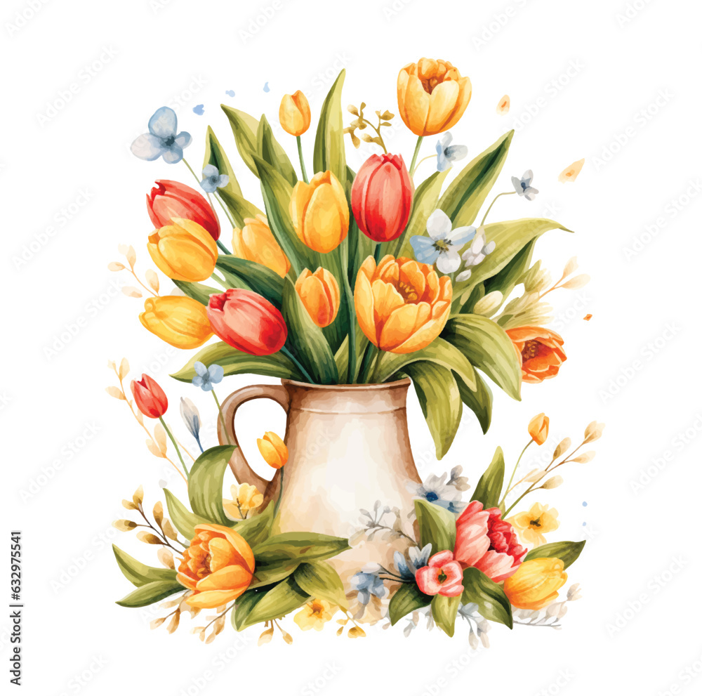 Tulips flowers plant watercolor paint ilustration Tulips flowers plant watercolor paint ilustration