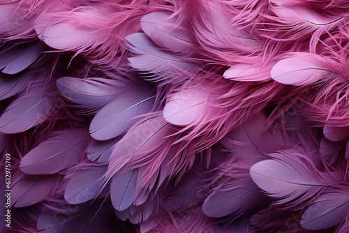 Delicate purple bird feathers create a soft and artistic background Generative AI