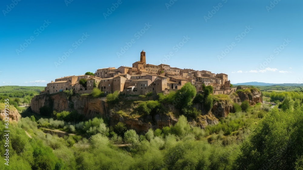 Panorama of Pitigliano town in Tuscany, Italy, Generative AI