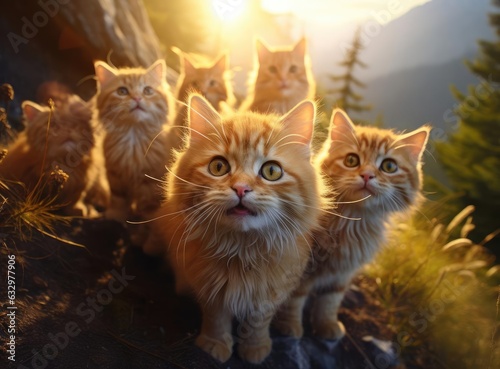 Several cats take a group selfie © cherezoff