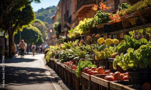 Fruits and vegetables on the street market.