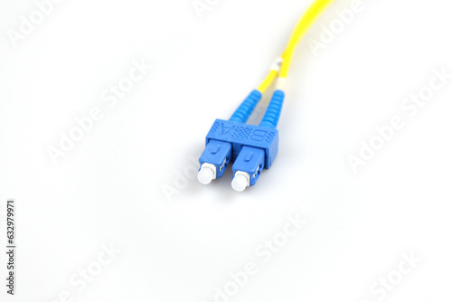Fiber optic cable connector type sc, isolated on white background