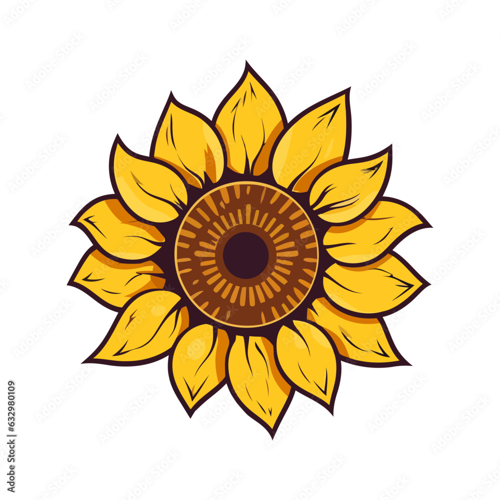 Sunflower flower icon. Sunflower flower isolated. Cute Sunflower symbol