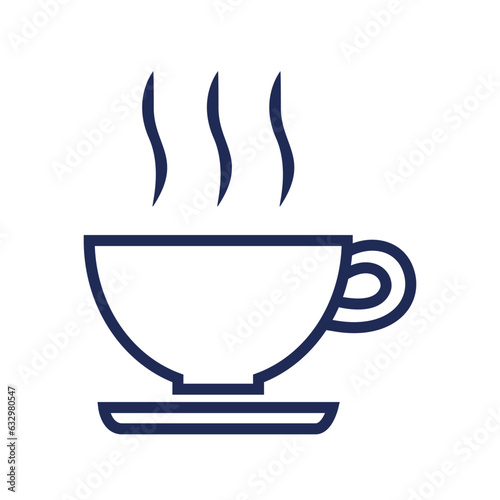 Line icon coffee cup isolated on white background. Coffee pause. Vector illustration.
