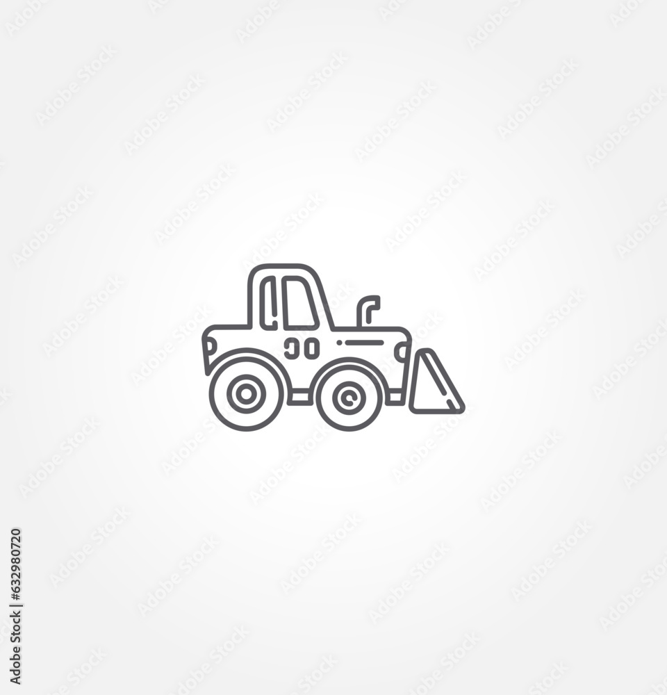 Bulldozer icon. Heavy tracked tractor with blade. Vector simple flat graphic illustration. The isolated object on a white background. Isolated on white background. Bulldozer icon. Heavy tracked tractor with blade. Vector simple flat graphic illustration. The isolated object on a white background. Isolated on white background.