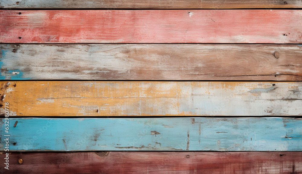 Naklejka premium Peatoned boards on colorful colored background, in the style of distressed materials