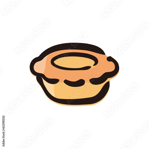Egg tart - Sweets and cake icon/illustration (Hand-drawn line, colored version)