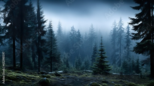 cool forest with fog © Borel