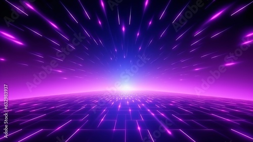 Synthwave vaporwave retrowave violet background with great glow in the middle, laser grid