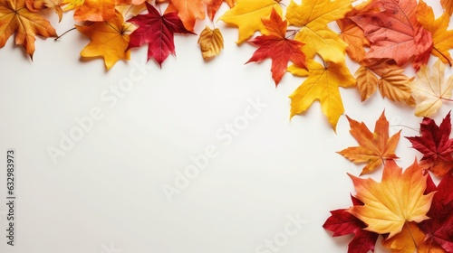 Thanksgiving photo frame with summer leaves with text space in white background 