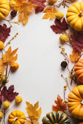 Autumn or fall leaves isolated on white border background. Generative AI