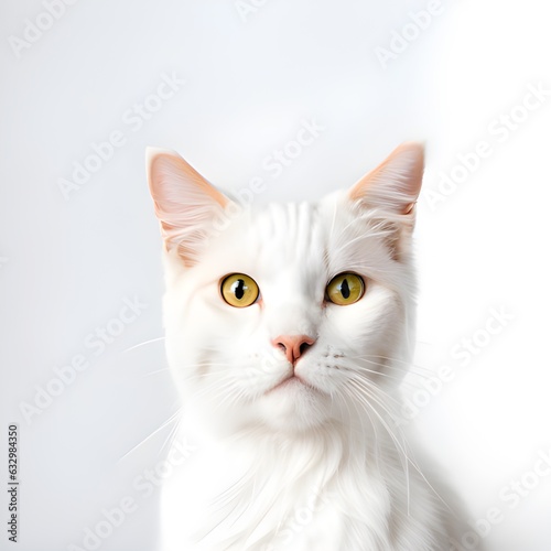 white cat on a white background © mansum008