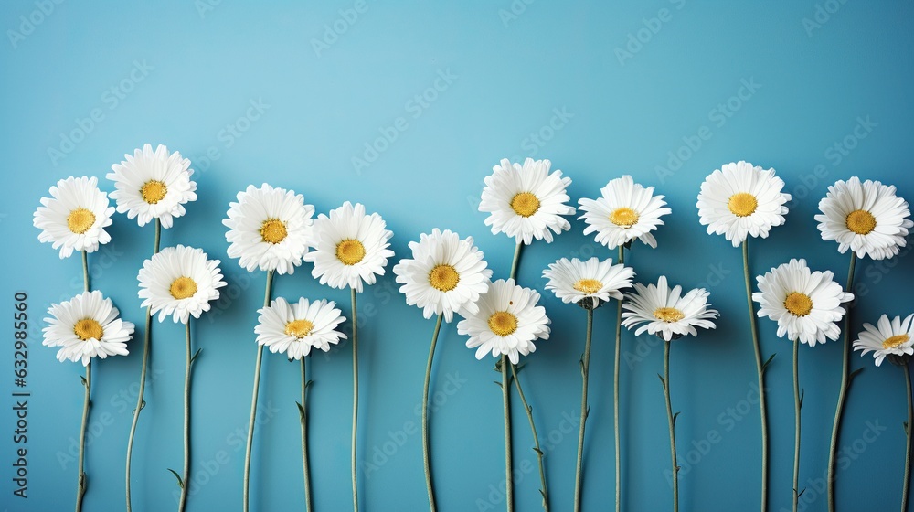 Obraz premium White Daisies on a Blue Canvas